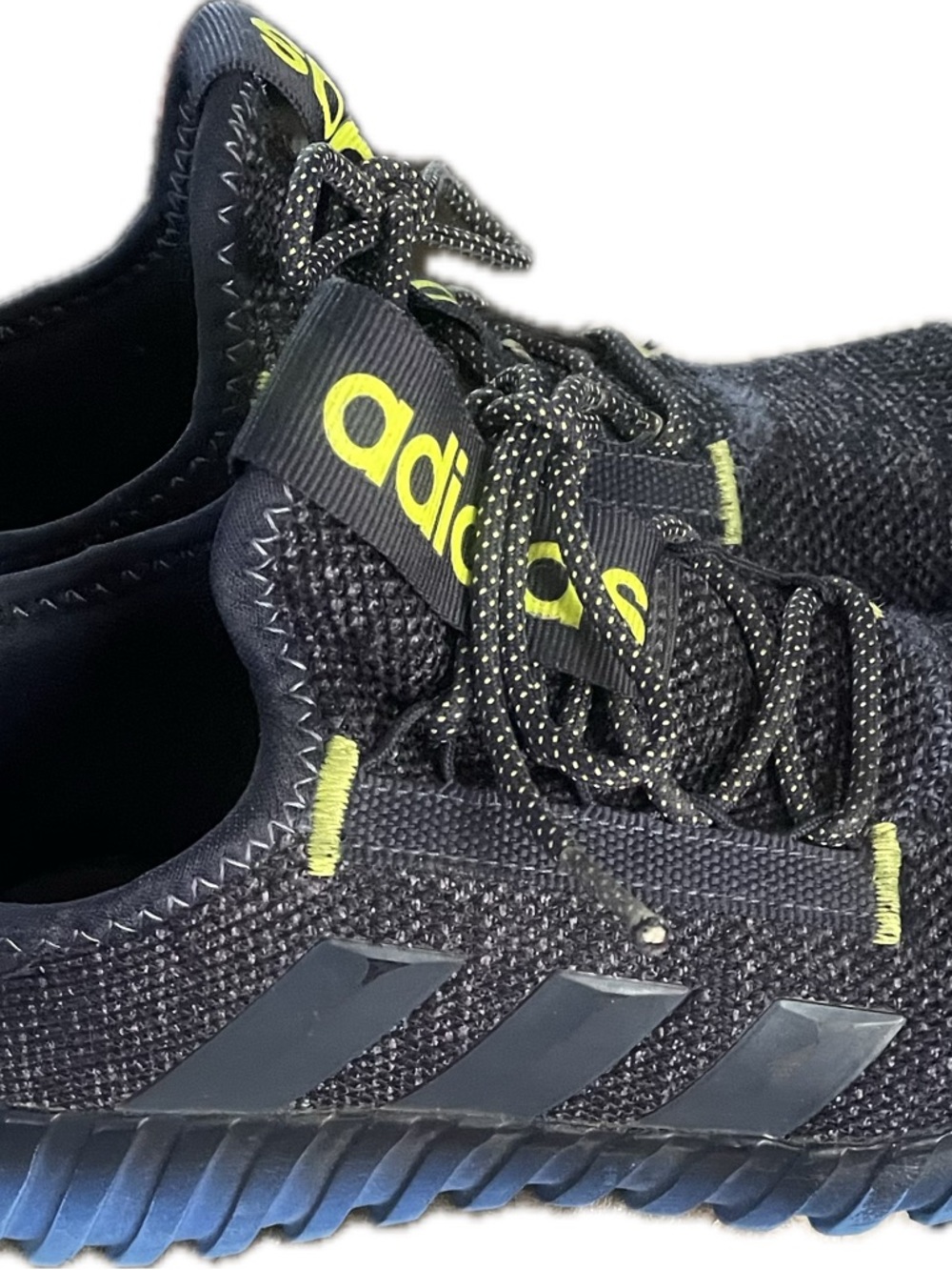 adidas Kids Black Sneakers with Neon Yellow Accents